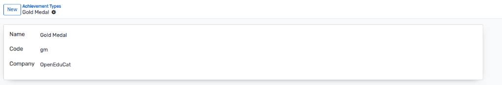 Achievement Type Form View