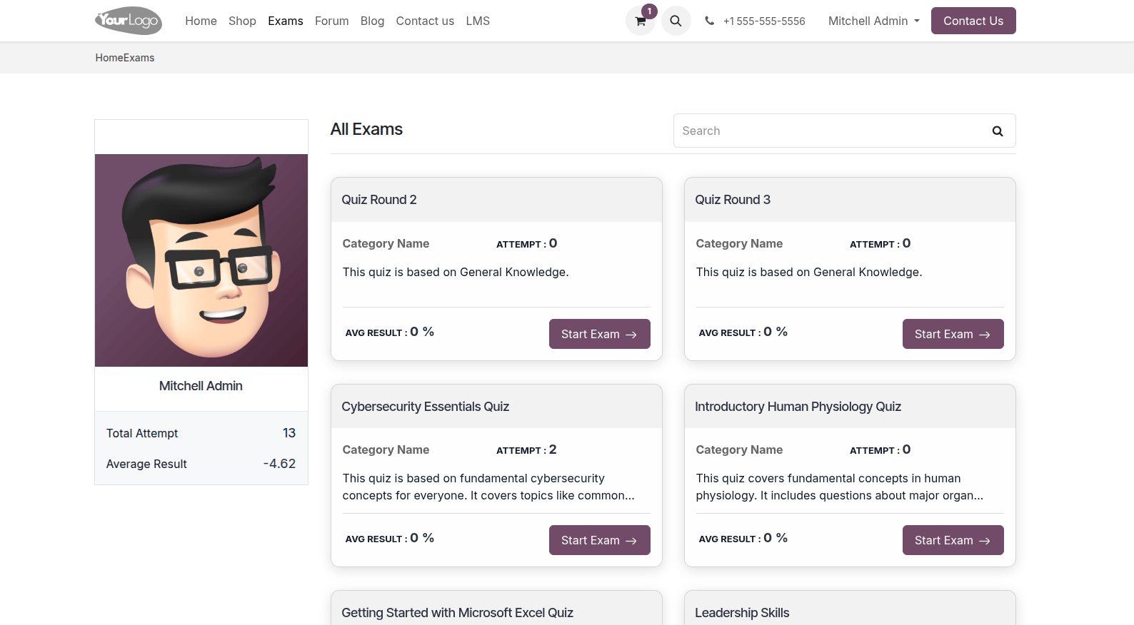 Portal Online Exams View