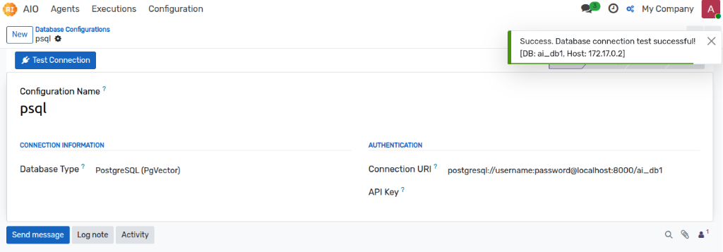Database Configuration and Connection Test