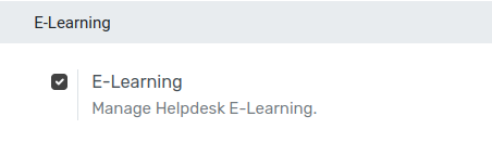 Overview of the settings page of a customer care team emphasizing the feature elearning in OpenEduCat Helpdesk
