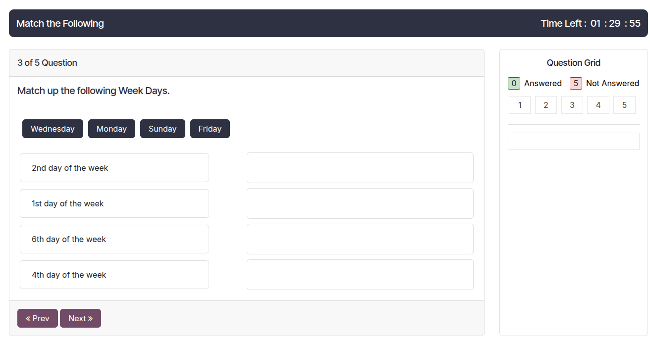 Match Following Question Type