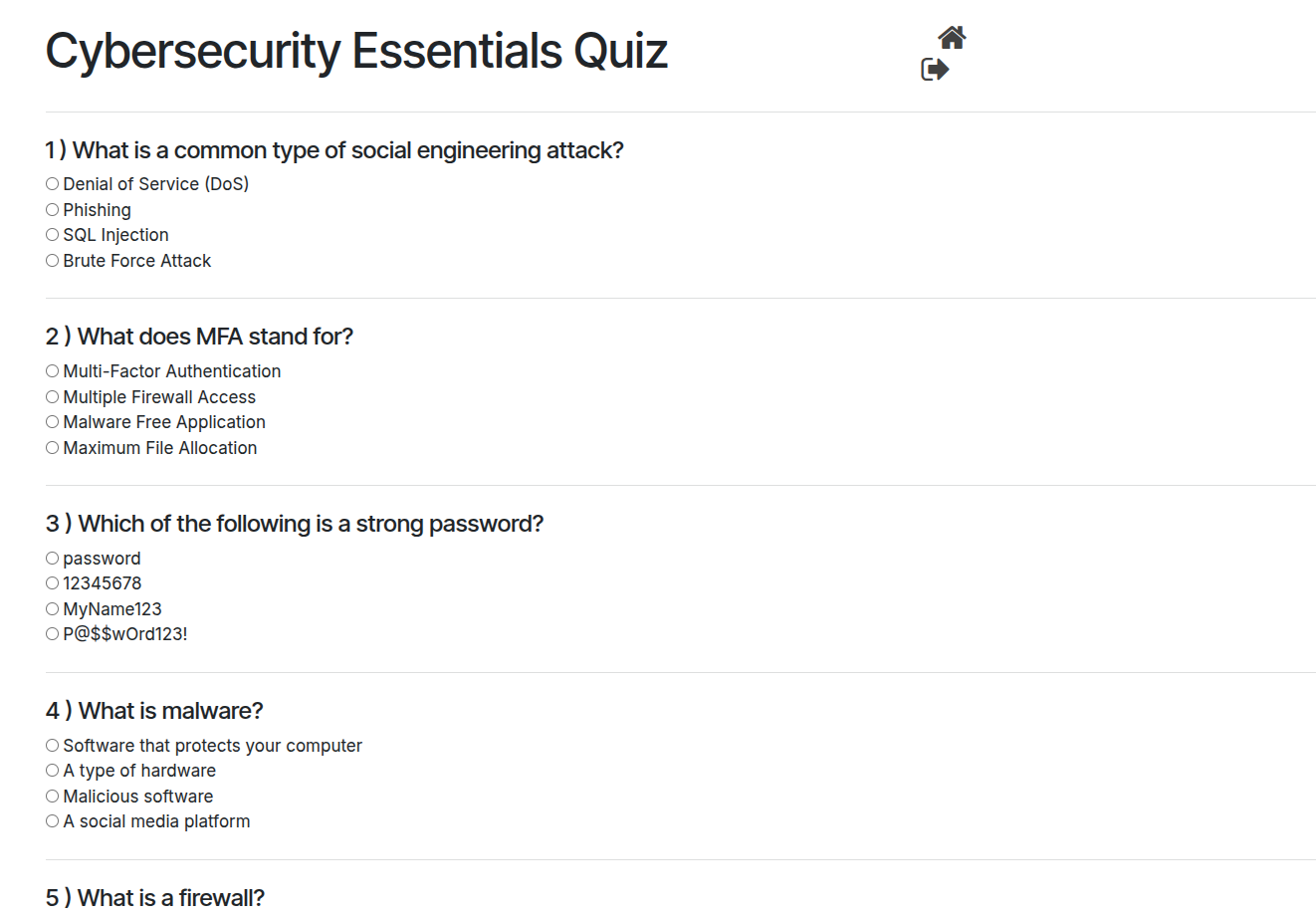 Multiple Questions Exam Mode