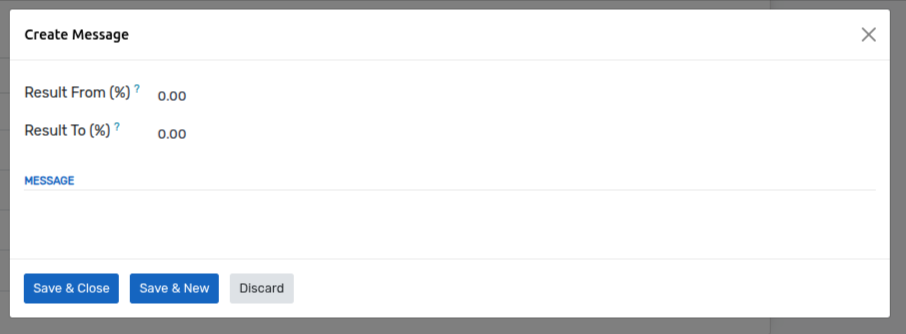 Result Messages by Percentage Range
