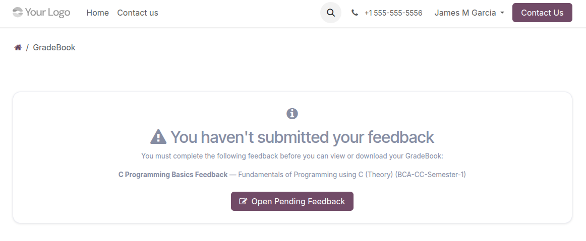 List of submitted student feedbacks
